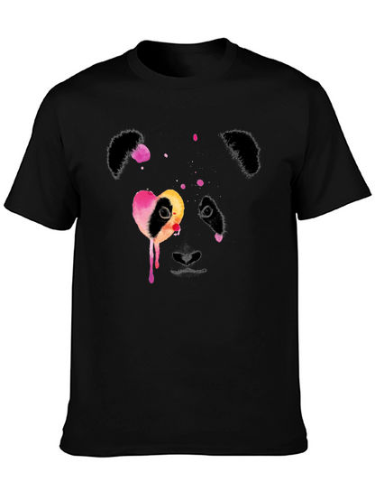 Panda Heart Graphic Black T-Shirt