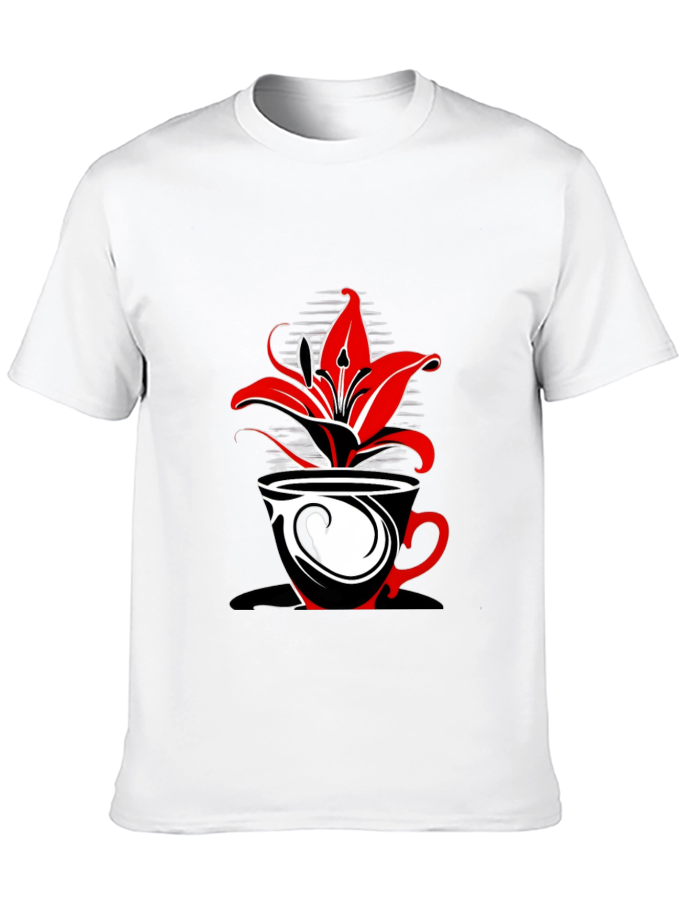 Floral Coffee Cup Graphic Tee - Black