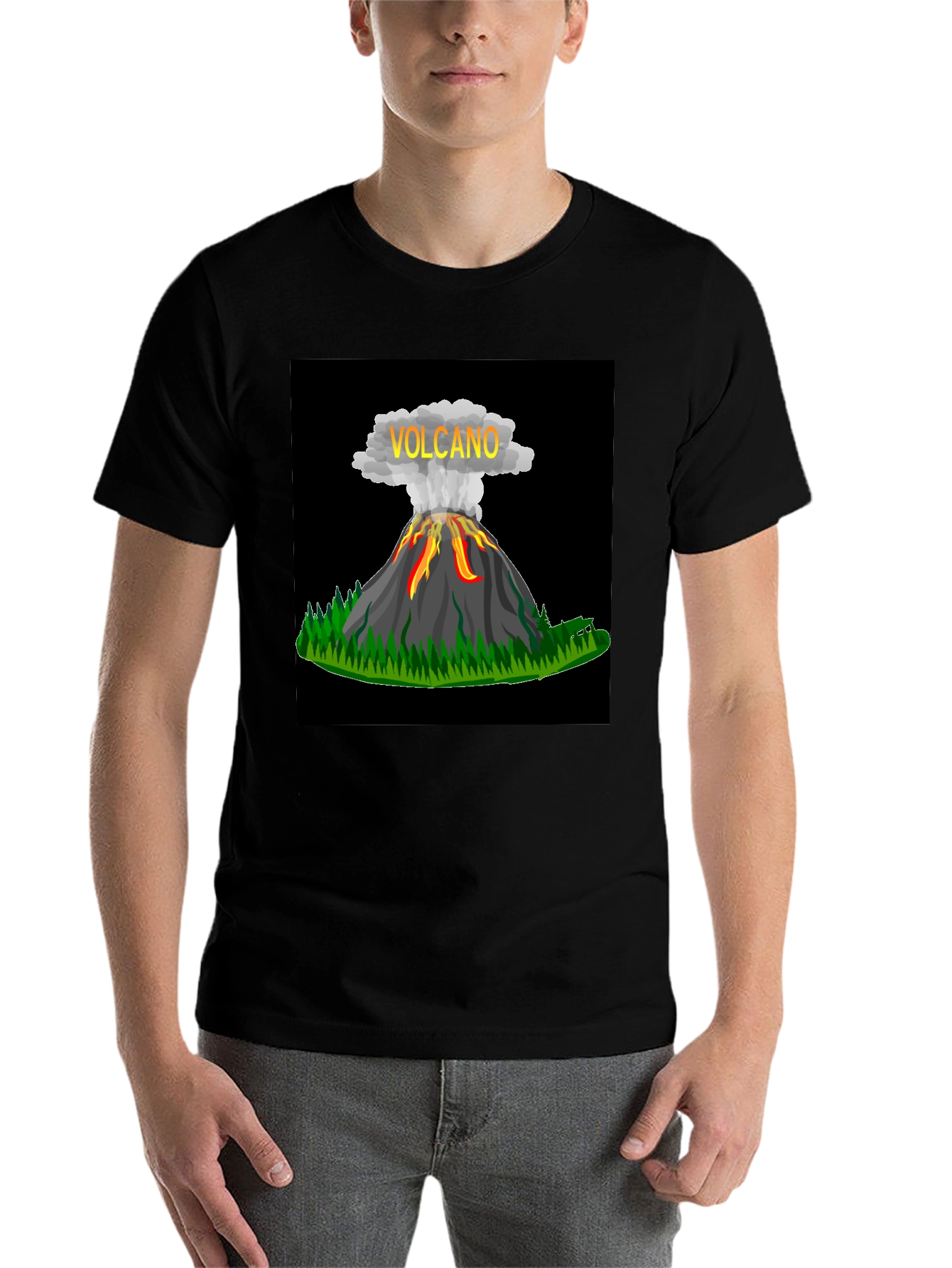 Volcano Graphic Black T-Shirt - Bold & Unique Design