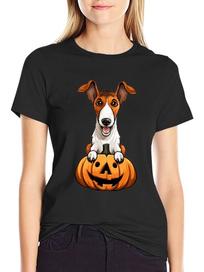 Dog on Pumpkin Halloween T-Shirt