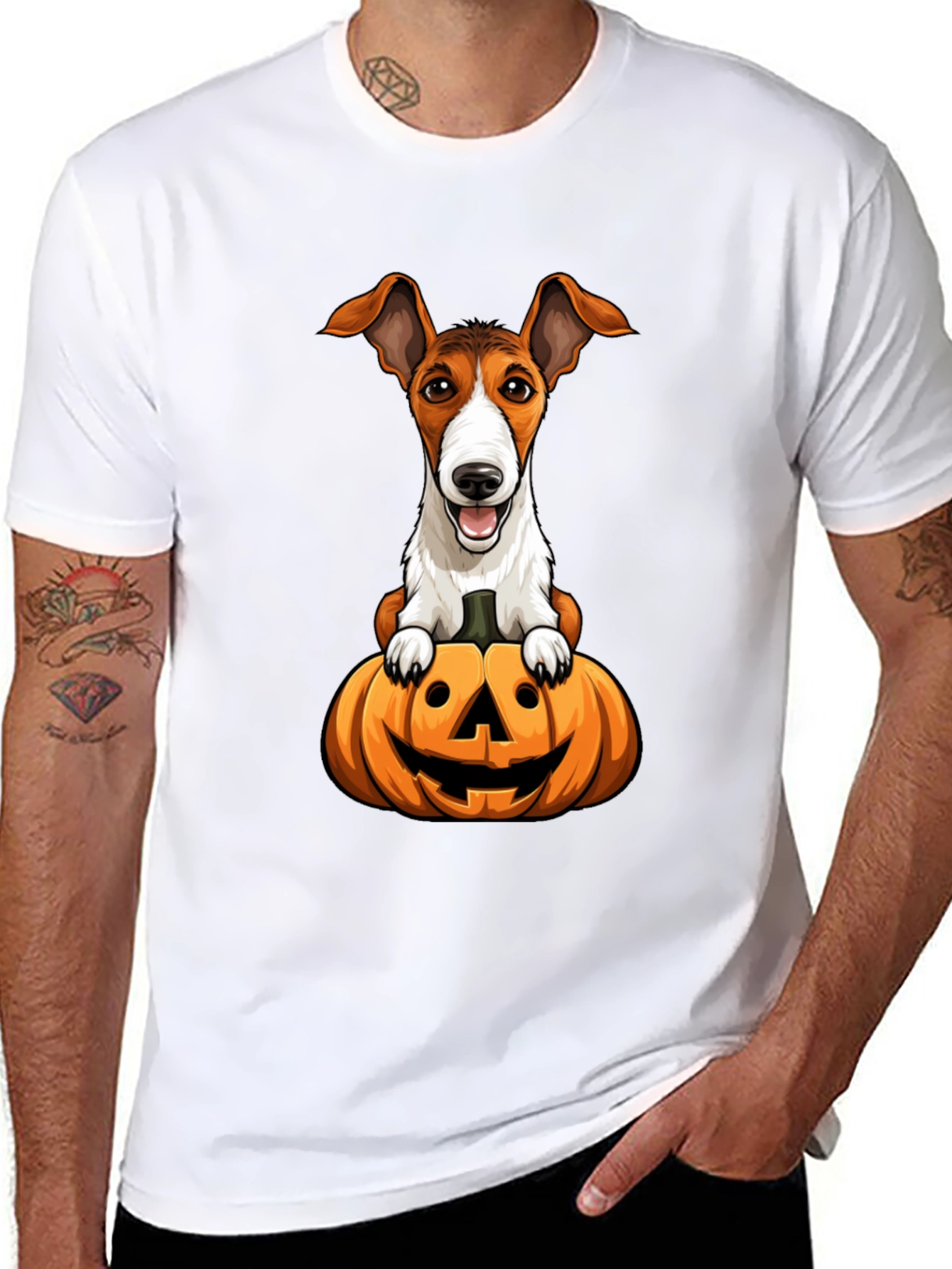 Dog on Pumpkin Halloween T-Shirt