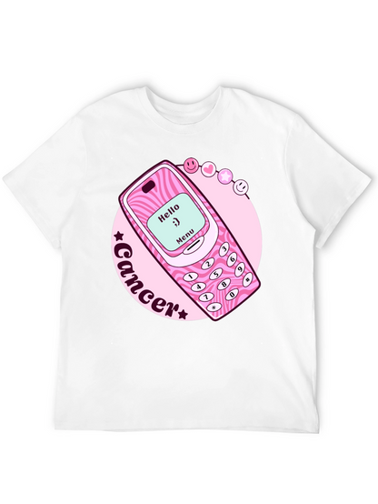 Cancer Zodiac Graphic Tee - Retro Cell Phone Design