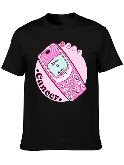 Cancer Zodiac Graphic Tee - Retro Cell Phone Design