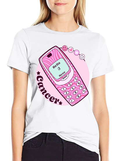 Cancer Zodiac Graphic Tee - Retro Cell Phone Design
