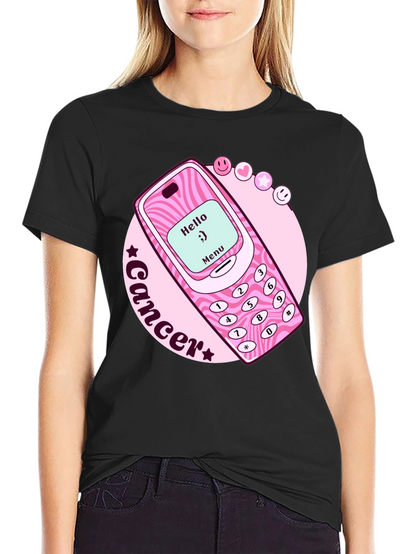 Cancer Zodiac Graphic Tee - Retro Cell Phone Design