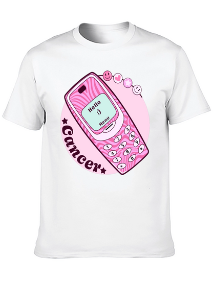 Cancer Zodiac Graphic Tee - Retro Cell Phone Design