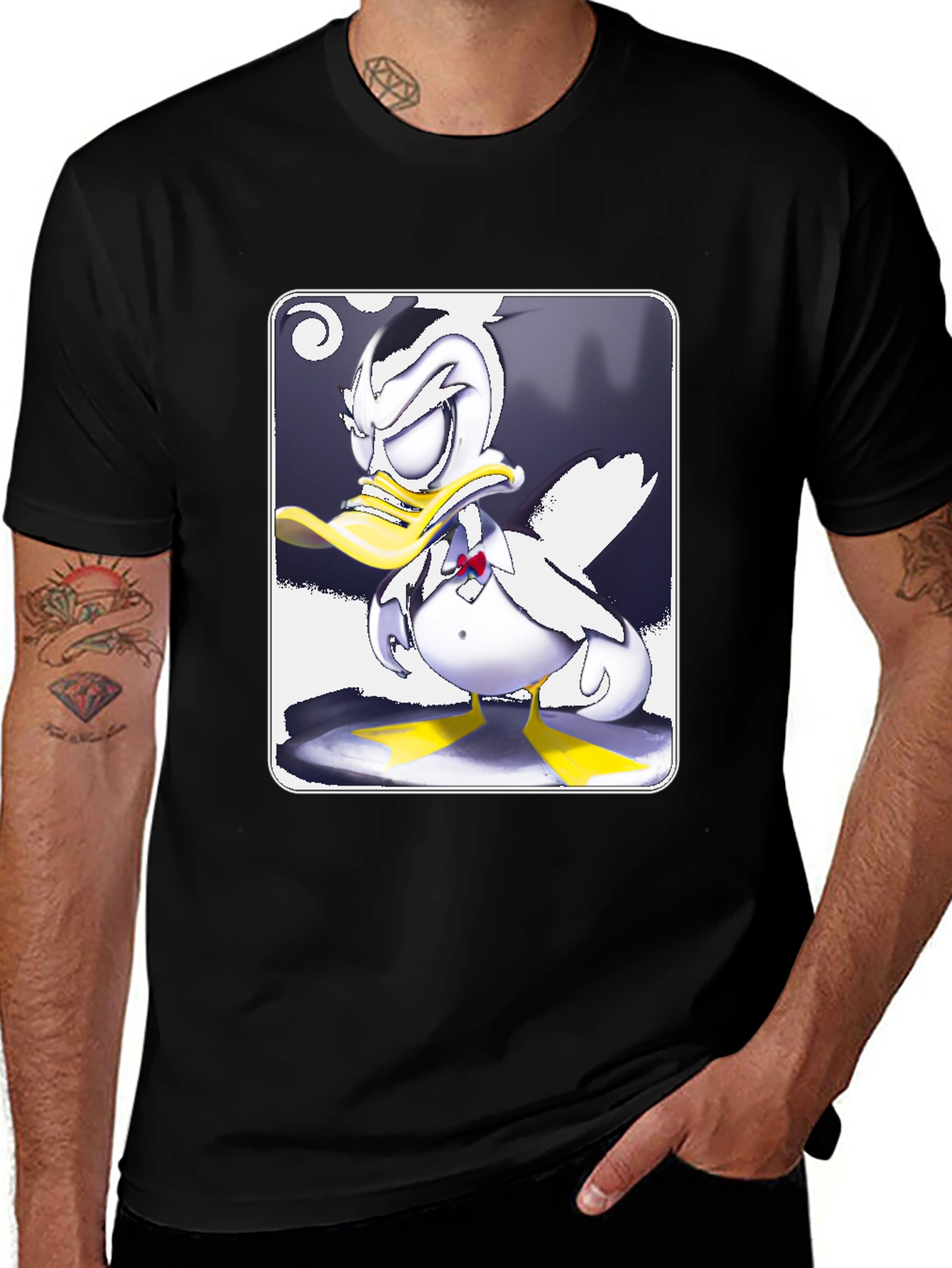 Grumpy Cartoon Duck Graphic Tee