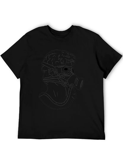 Statue with Gas Mask Graphic Tee - Black T-Shirt