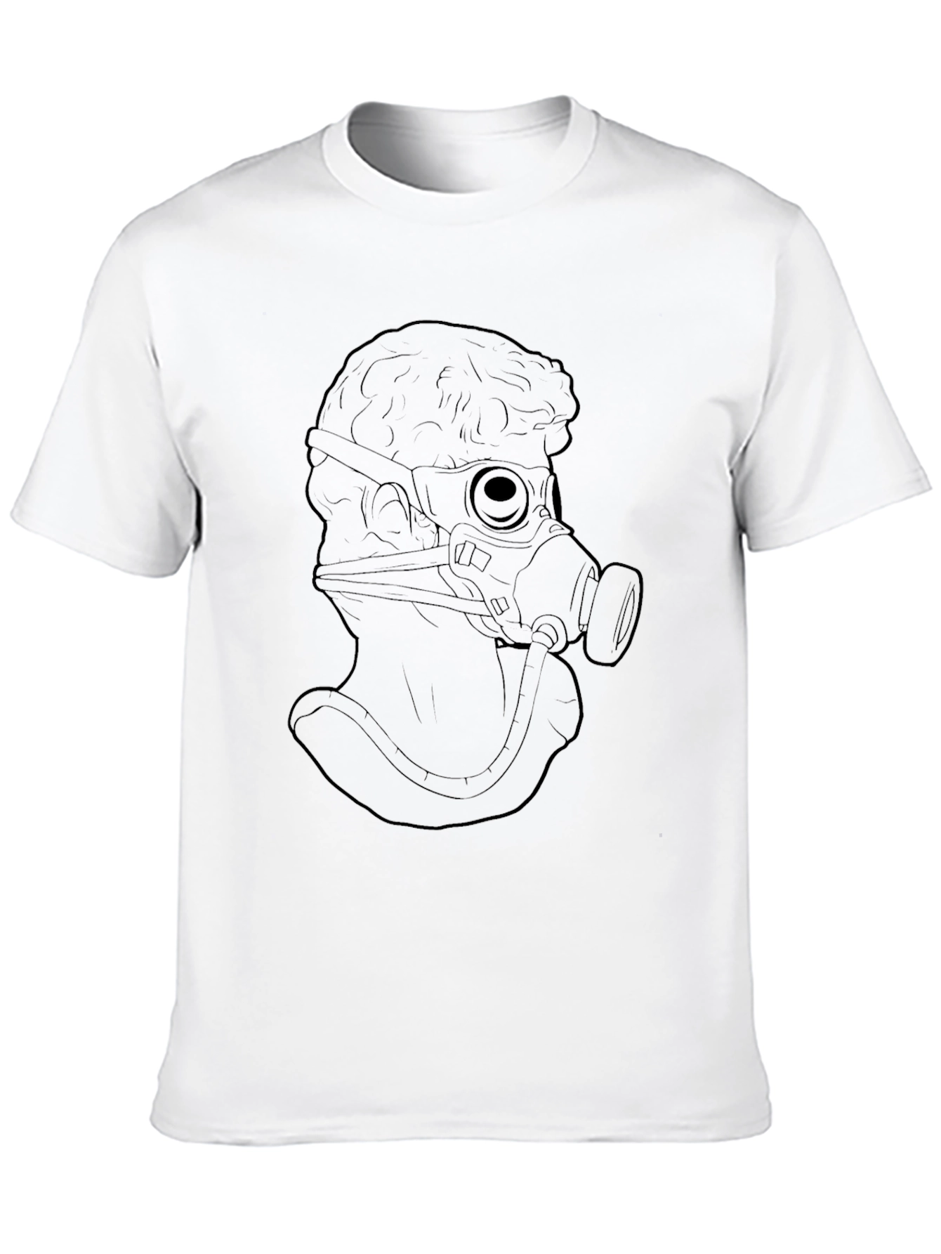 Statue with Gas Mask Graphic Tee - Black T-Shirt