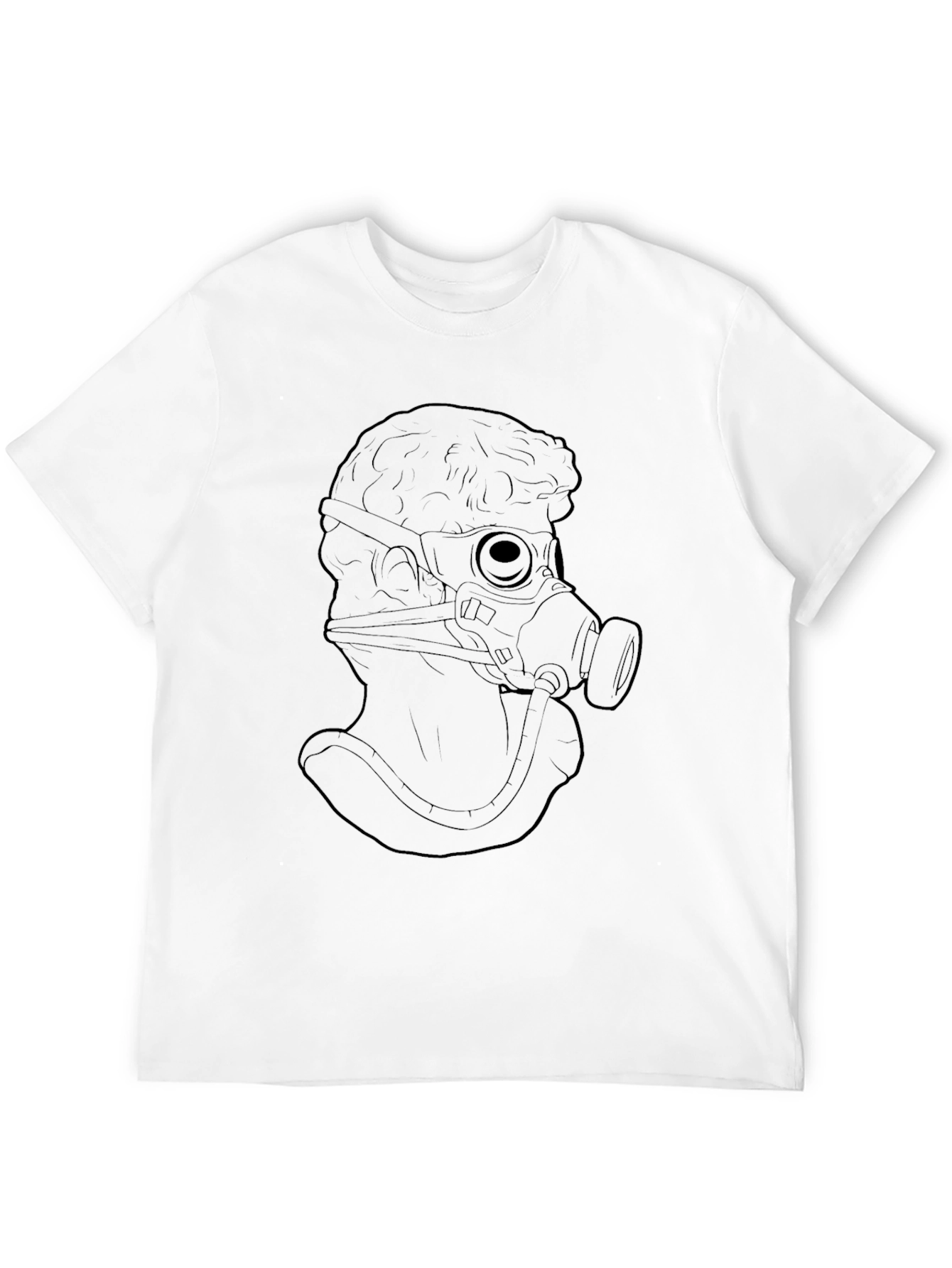 Statue with Gas Mask Graphic Tee - Black T-Shirt