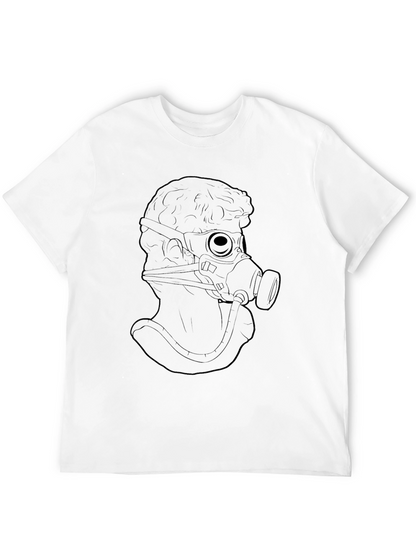 Statue with Gas Mask Graphic Tee - Black T-Shirt