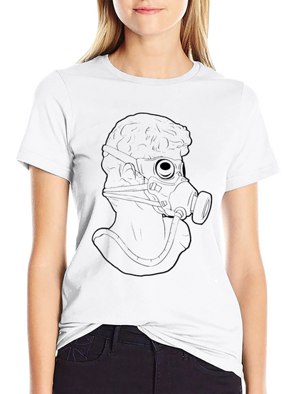 Statue with Gas Mask Graphic Tee - Black T-Shirt