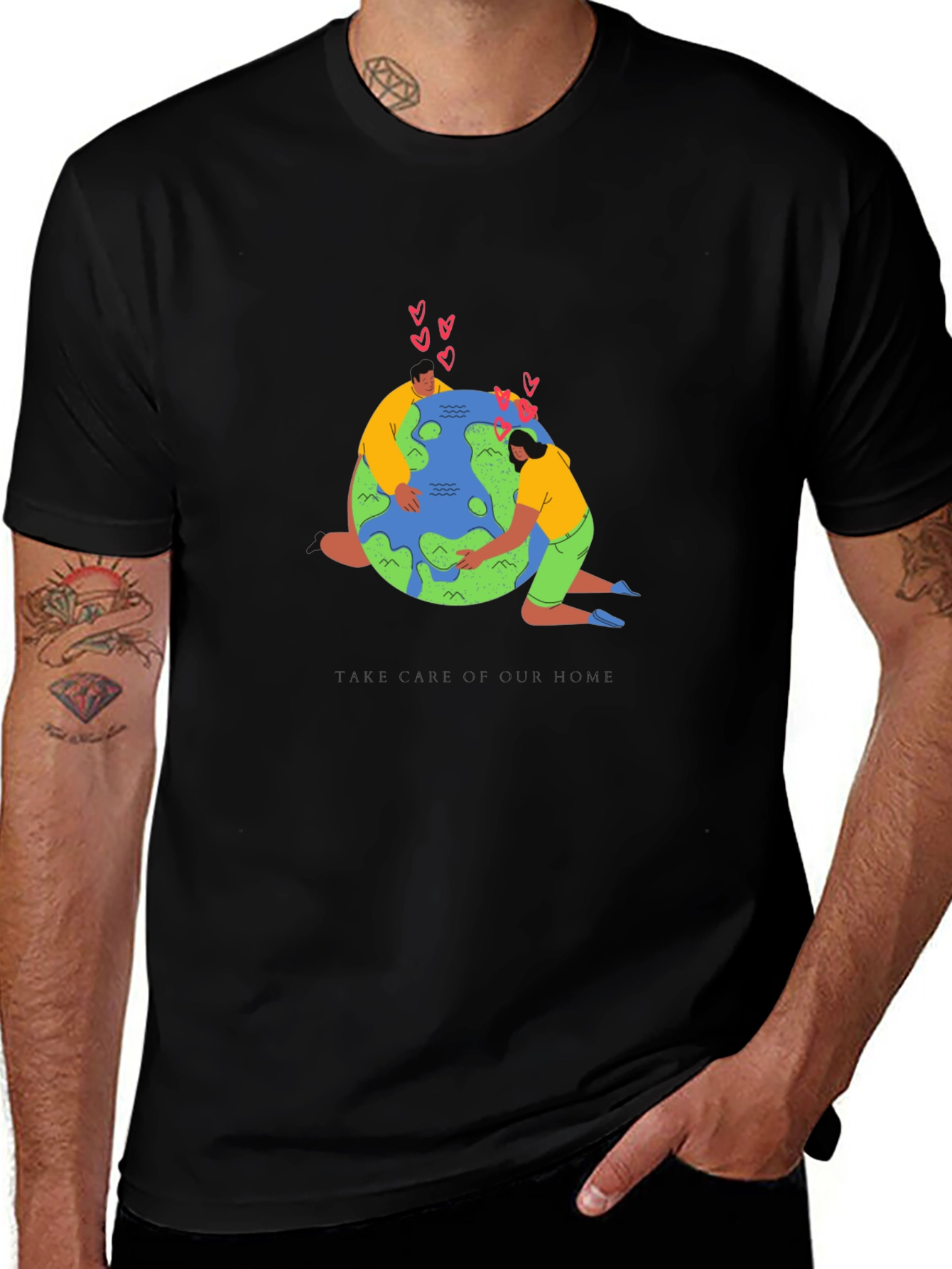 Love Our Earth Graphic Tee - Black Cotton