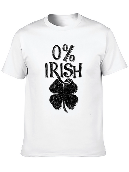 0% Irish Novelty Graphic T-Shirt - Mens Short Sleeve Tee