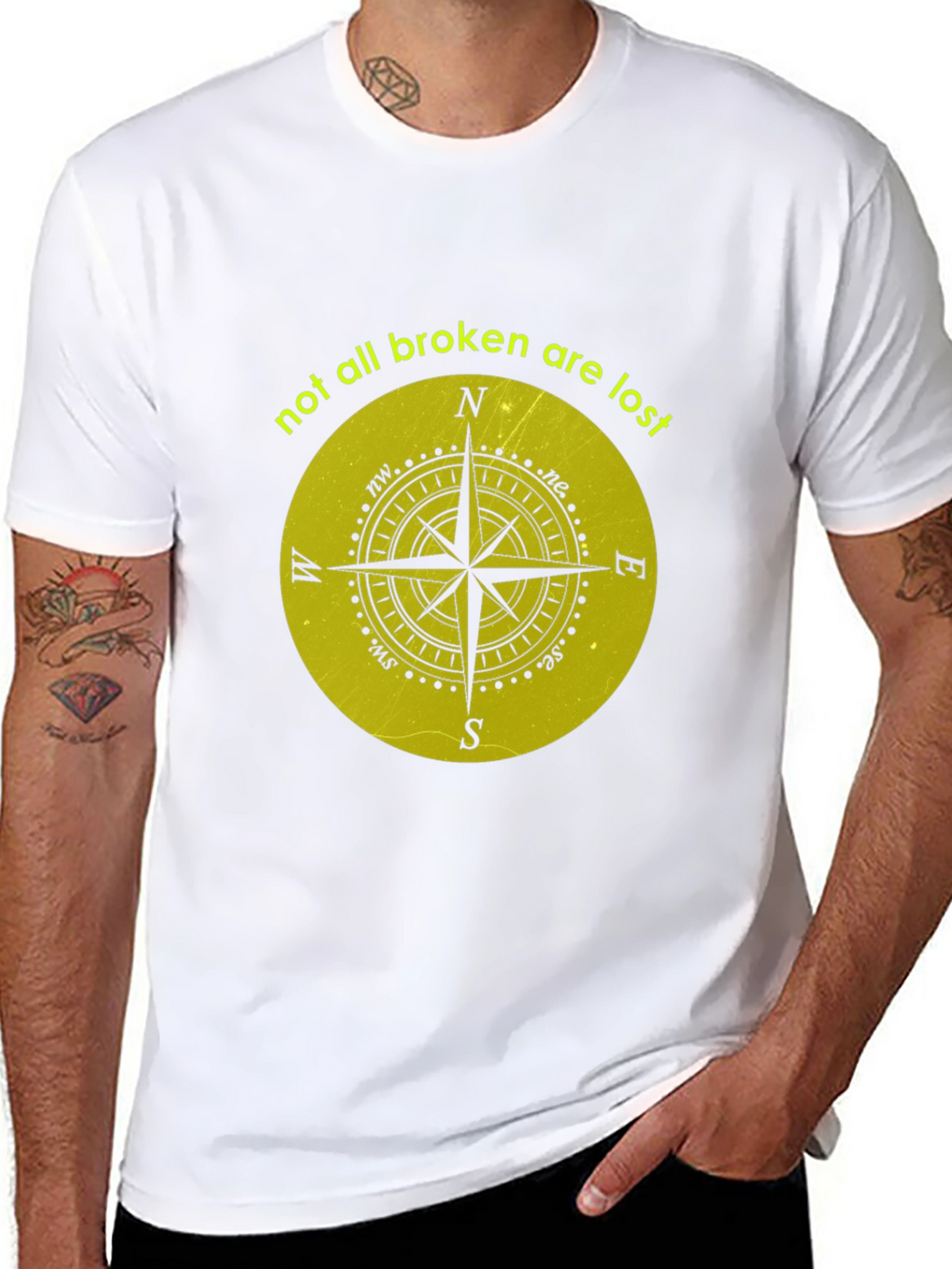 Compass Graphic Tee - Not All Broken Are Lost