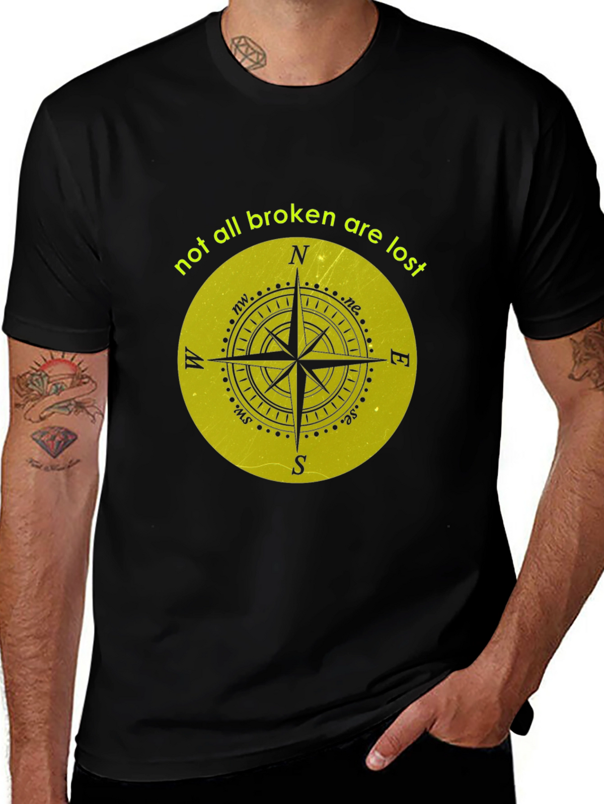 Compass Graphic Tee - Not All Broken Are Lost
