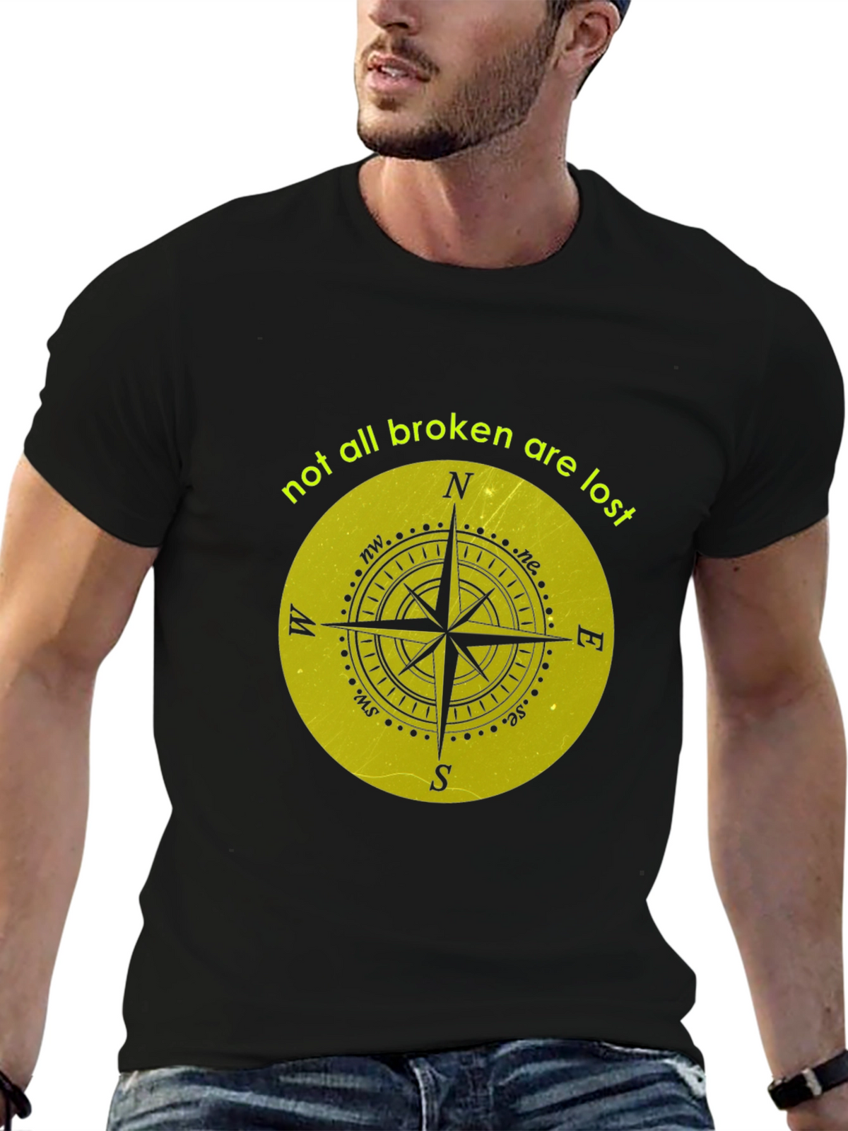 Compass Graphic Tee - Not All Broken Are Lost