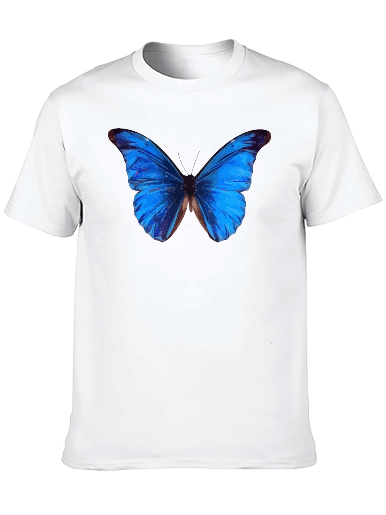 Blue Butterfly Graphic Black T-Shirt