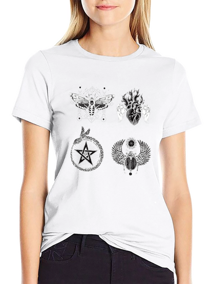 Occult Symbol Graphic Print Black T-Shirt