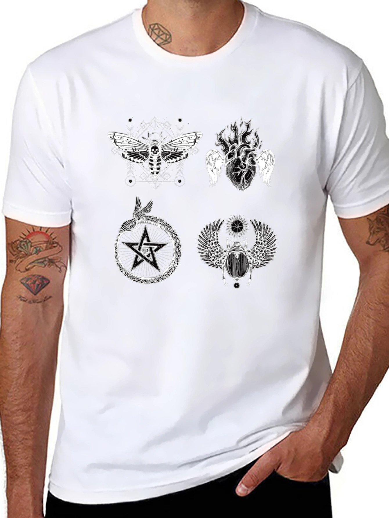 Occult Symbol Graphic Print Black T-Shirt