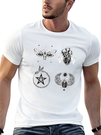 Occult Symbol Graphic Print Black T-Shirt