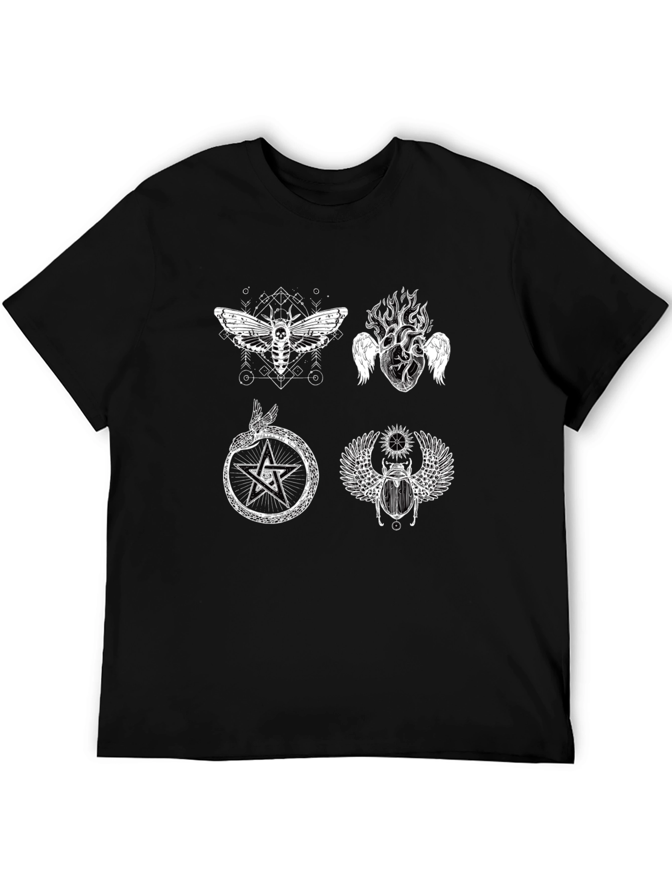 Occult Symbol Graphic Print Black T-Shirt