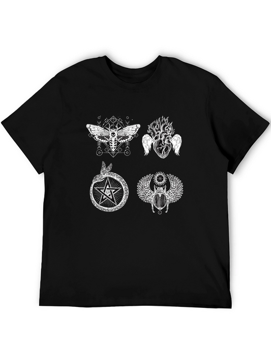 Occult Symbol Graphic Print Black T-Shirt