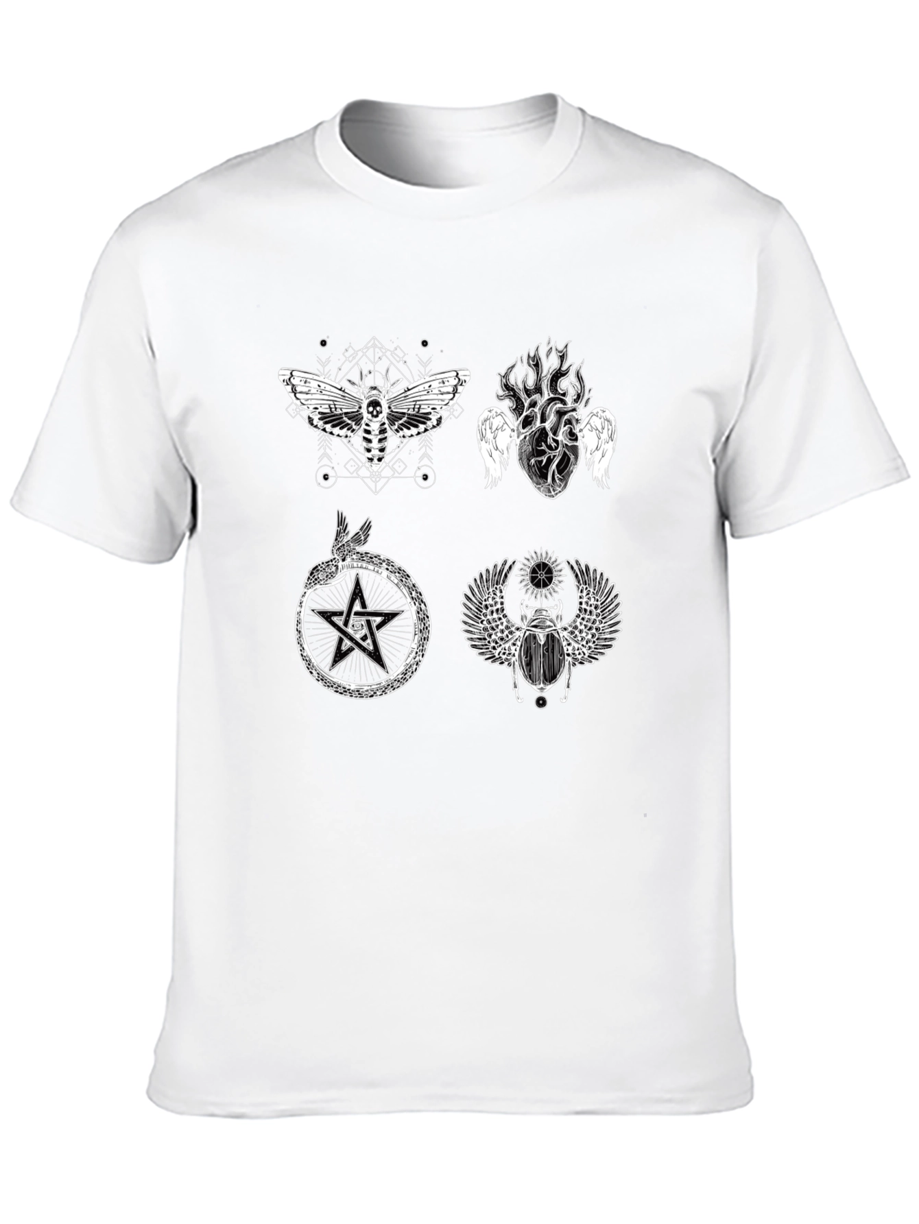 Occult Symbol Graphic Print Black T-Shirt