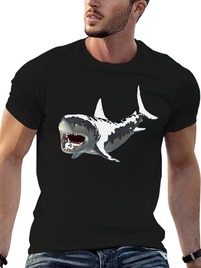 Shark Graphic Print Mens Black T-Shirt