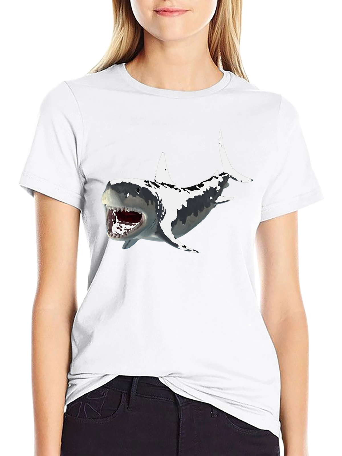 Shark Graphic Print Mens Black T-Shirt