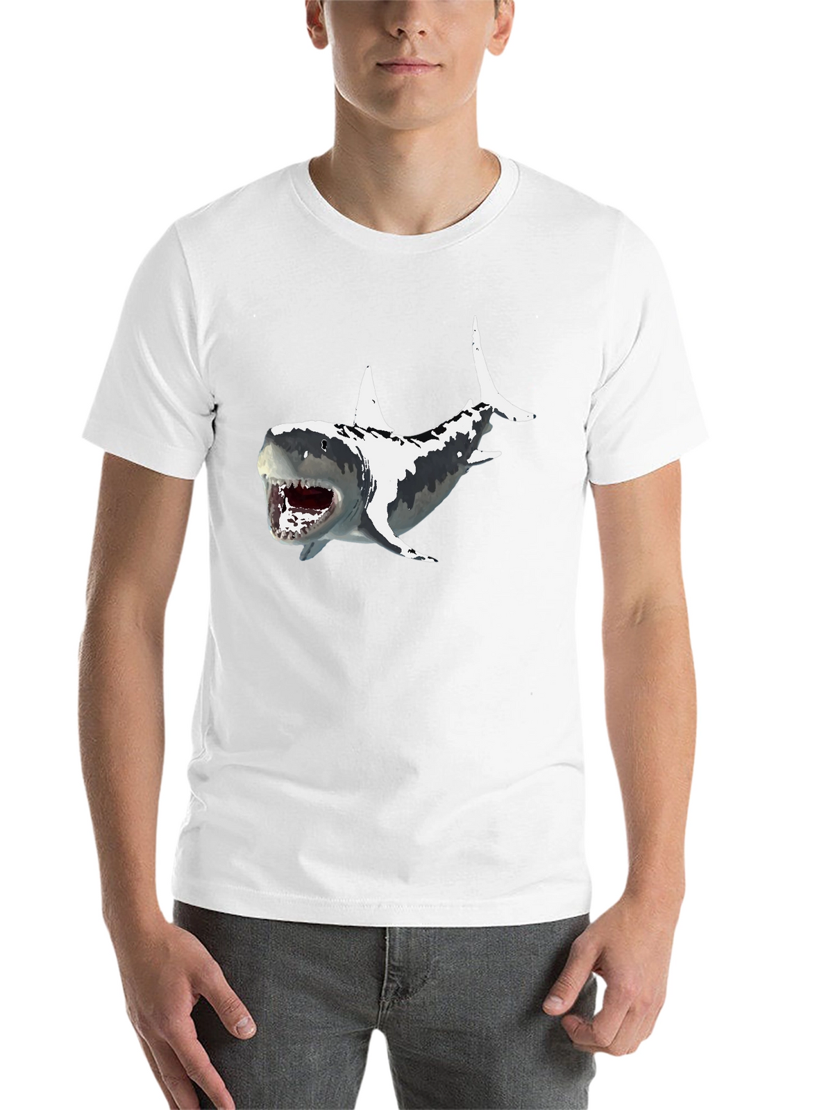 Shark Graphic Print Mens Black T-Shirt