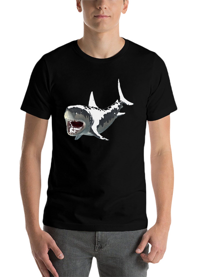 Shark Graphic Print Mens Black T-Shirt