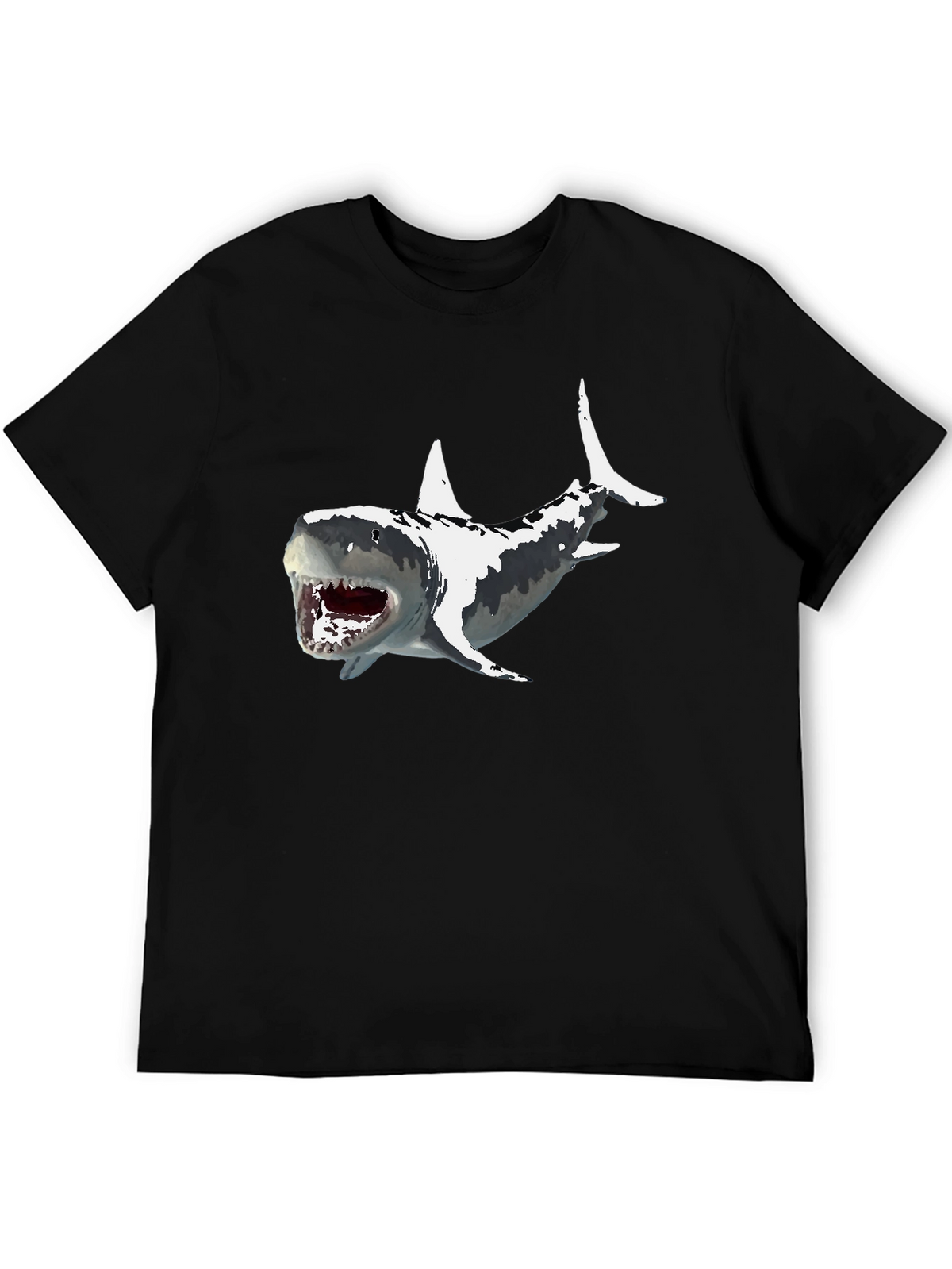Shark Graphic Print Mens Black T-Shirt