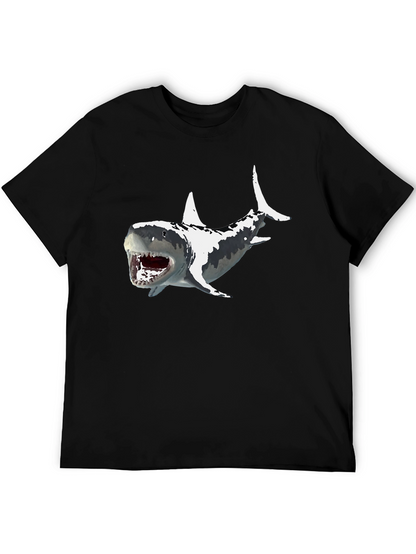 Shark Graphic Print Mens Black T-Shirt