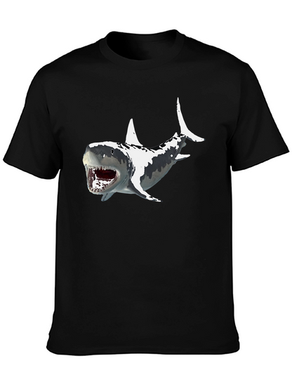 Shark Graphic Print Mens Black T-Shirt