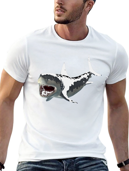 Shark Graphic Print Mens Black T-Shirt