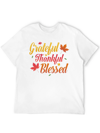 Grateful Thankful Blessed T-Shirt Fall Thanksgiving Tee