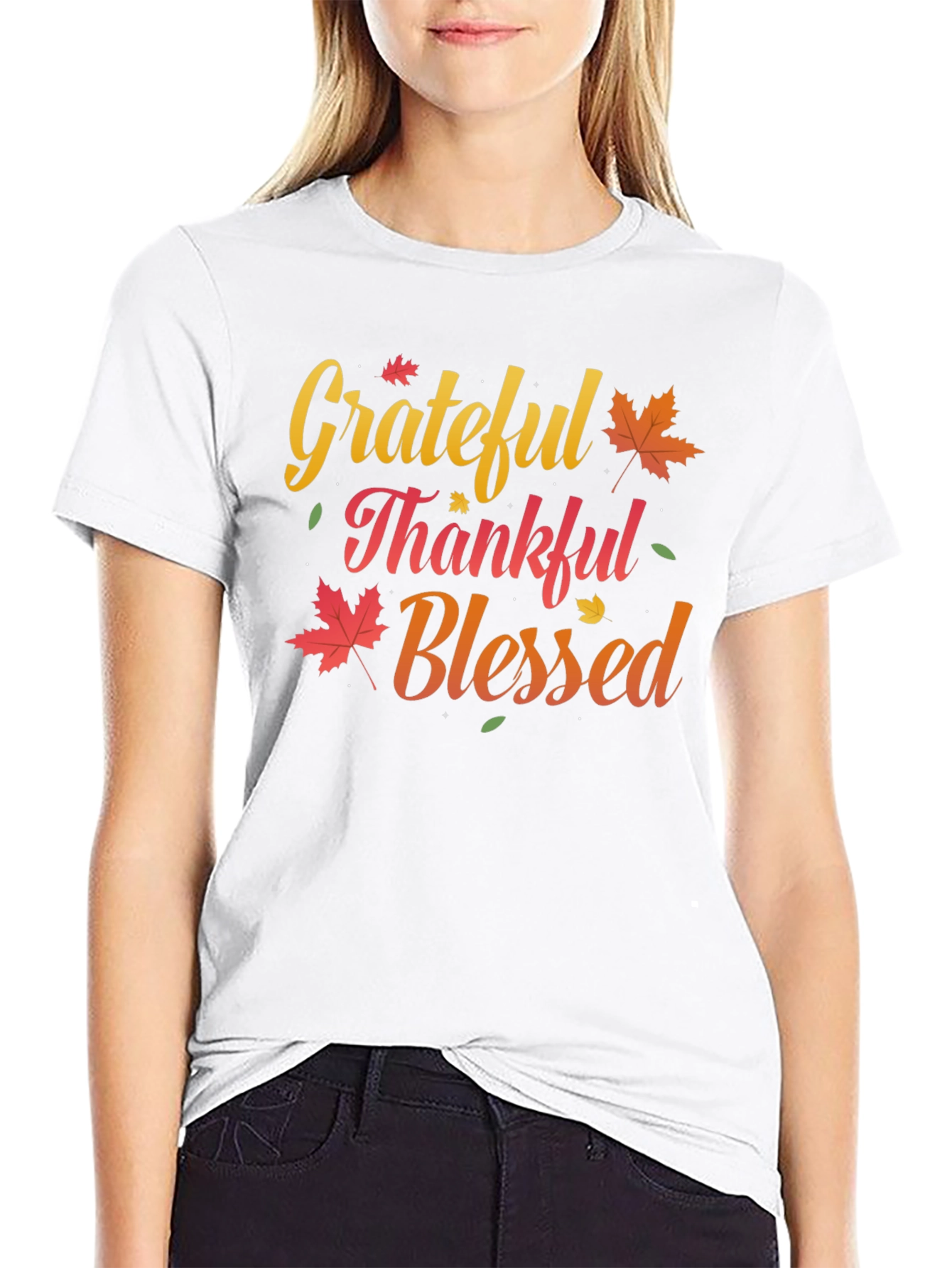 Grateful Thankful Blessed T-Shirt Fall Thanksgiving Tee