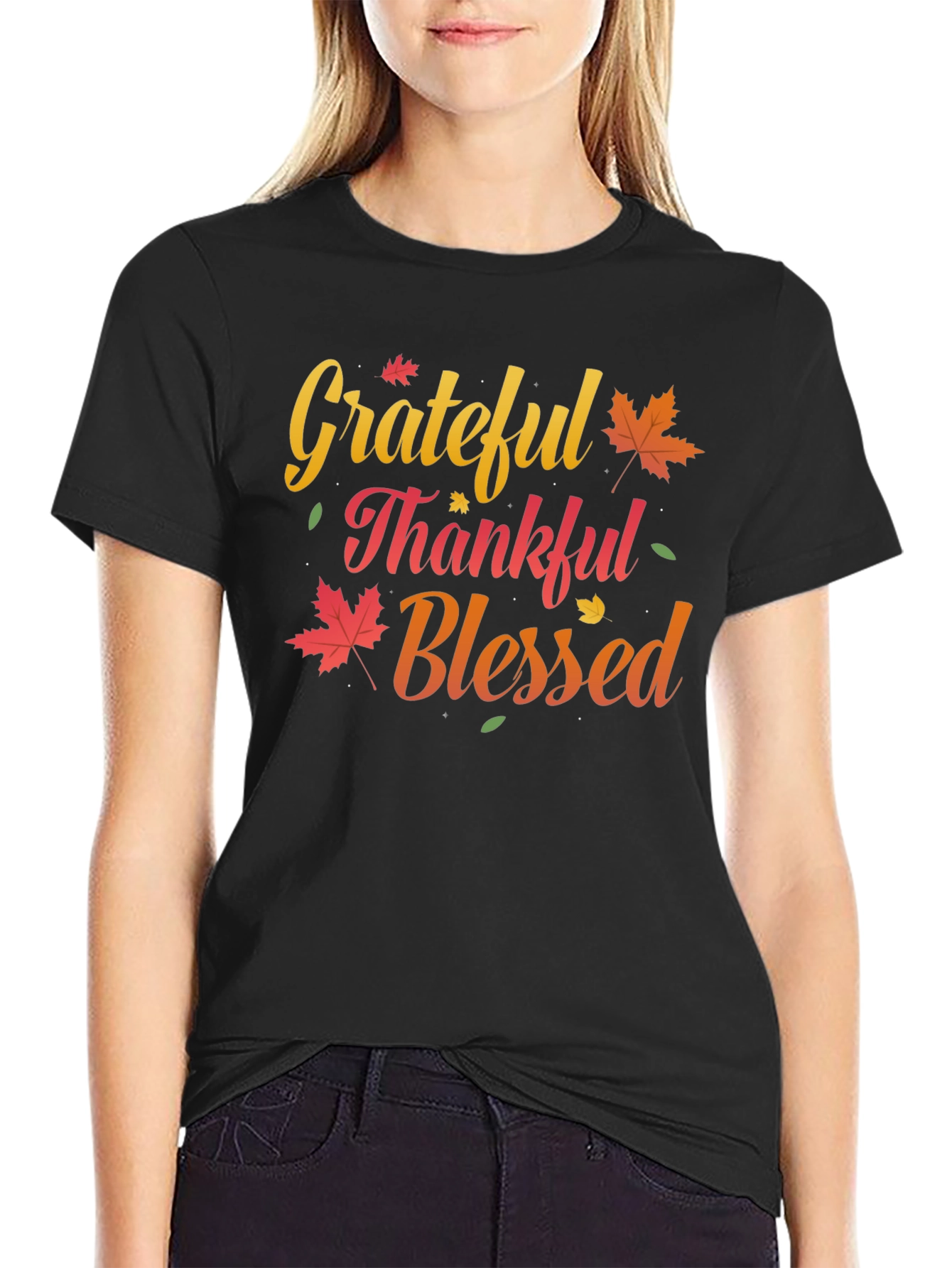 Grateful Thankful Blessed T-Shirt Fall Thanksgiving Tee