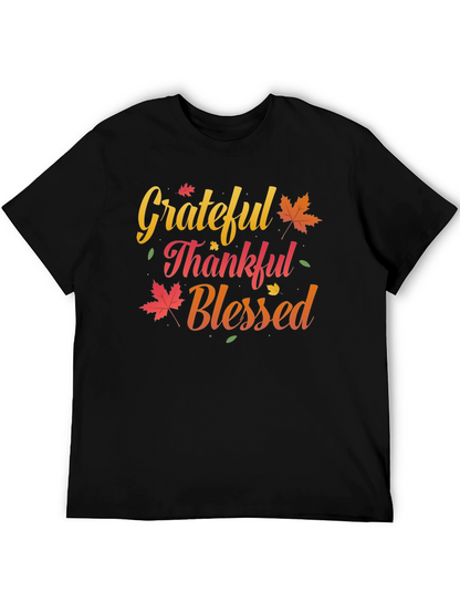 Grateful Thankful Blessed T-Shirt Fall Thanksgiving Tee