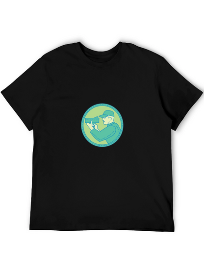 Graphic Tee - Cameraman Design Black Cotton