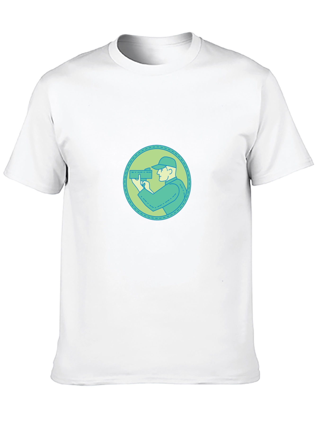 Graphic Tee - Cameraman Design Black Cotton