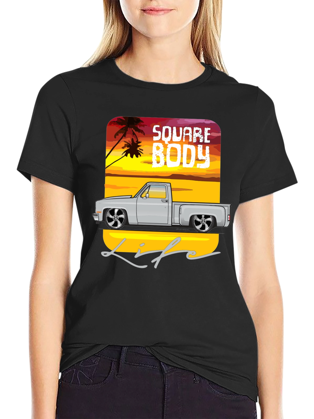 Square Body Life Black Graphic T-Shirt