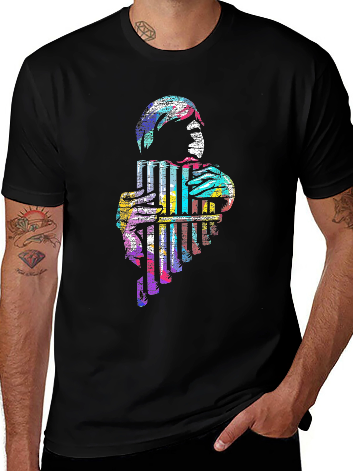 Abstract Pan Flute Graphic T-Shirt