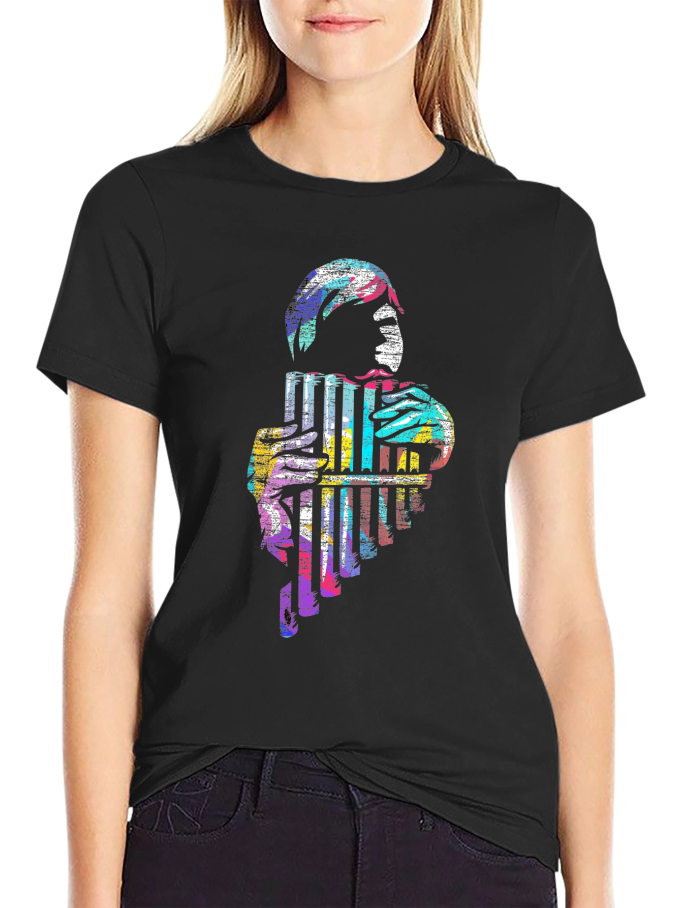 Abstract Pan Flute Graphic T-Shirt