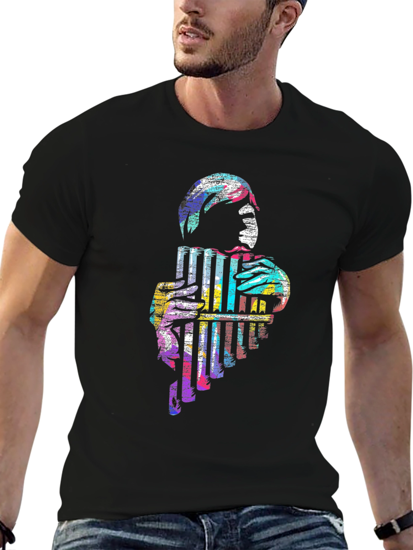 Abstract Pan Flute Graphic T-Shirt