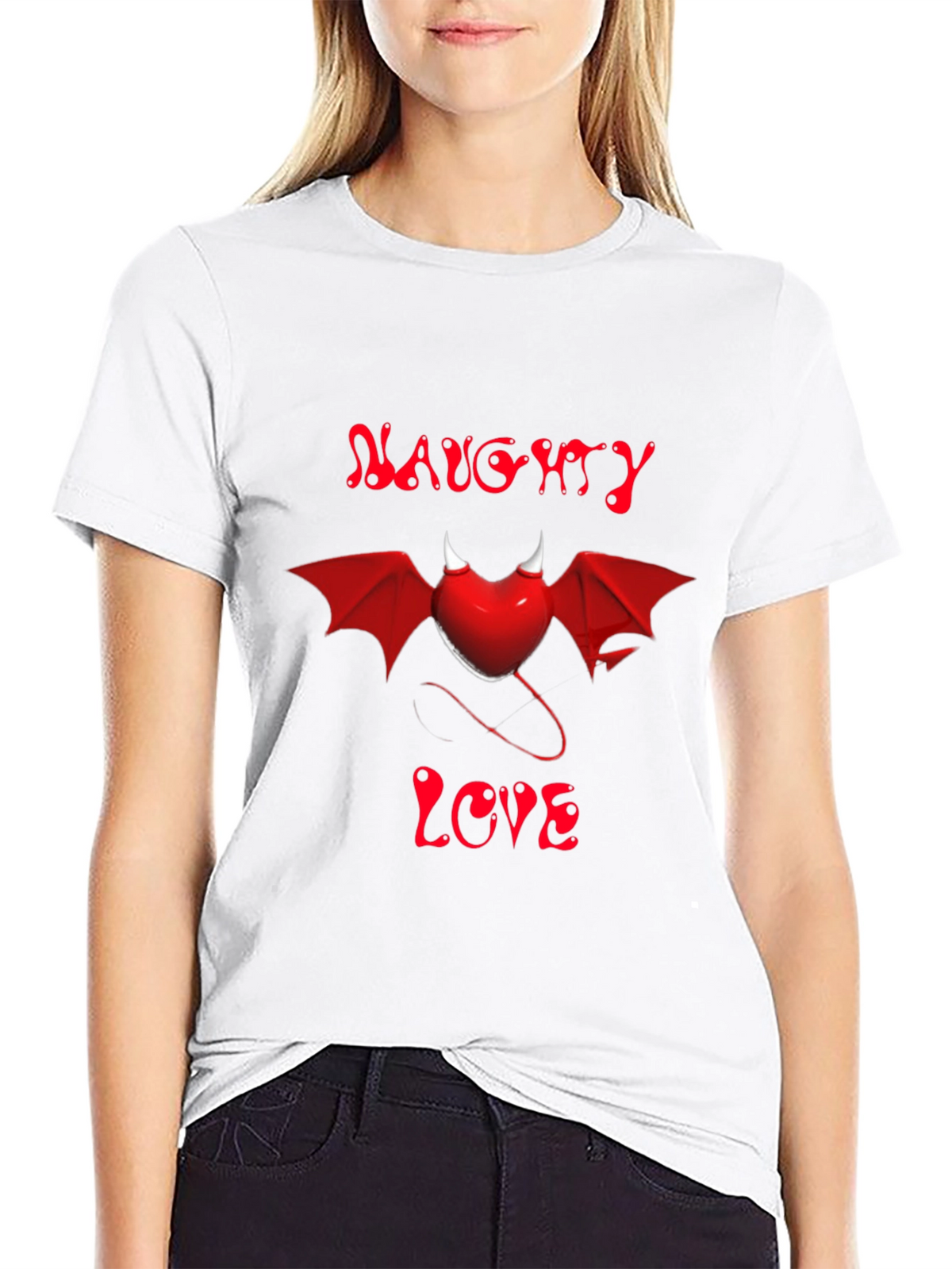 Naughty Love Devil Heart Graphic Tee - Black