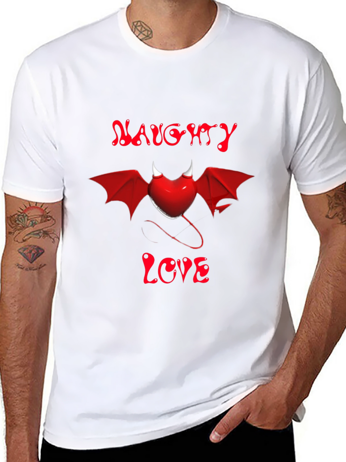 Naughty Love Devil Heart Graphic Tee - Black