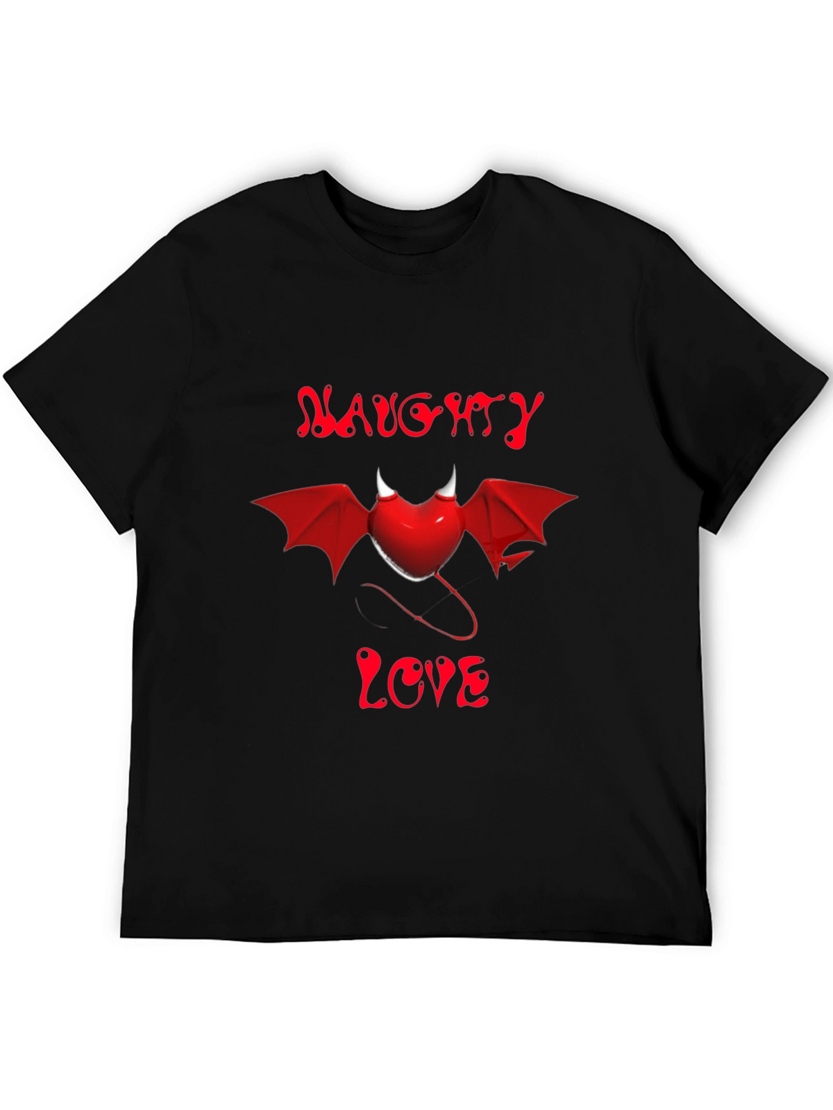Naughty Love Devil Heart Graphic Tee - Black