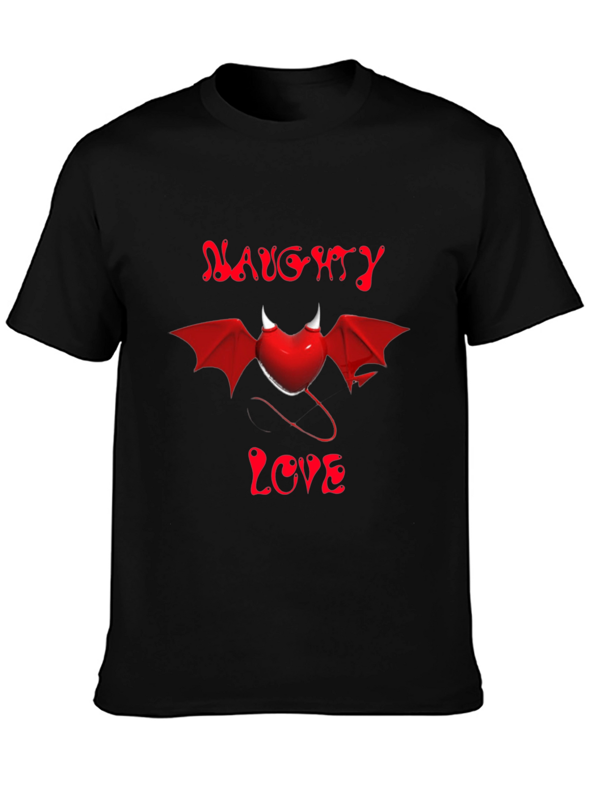 Naughty Love Devil Heart Graphic Tee - Black